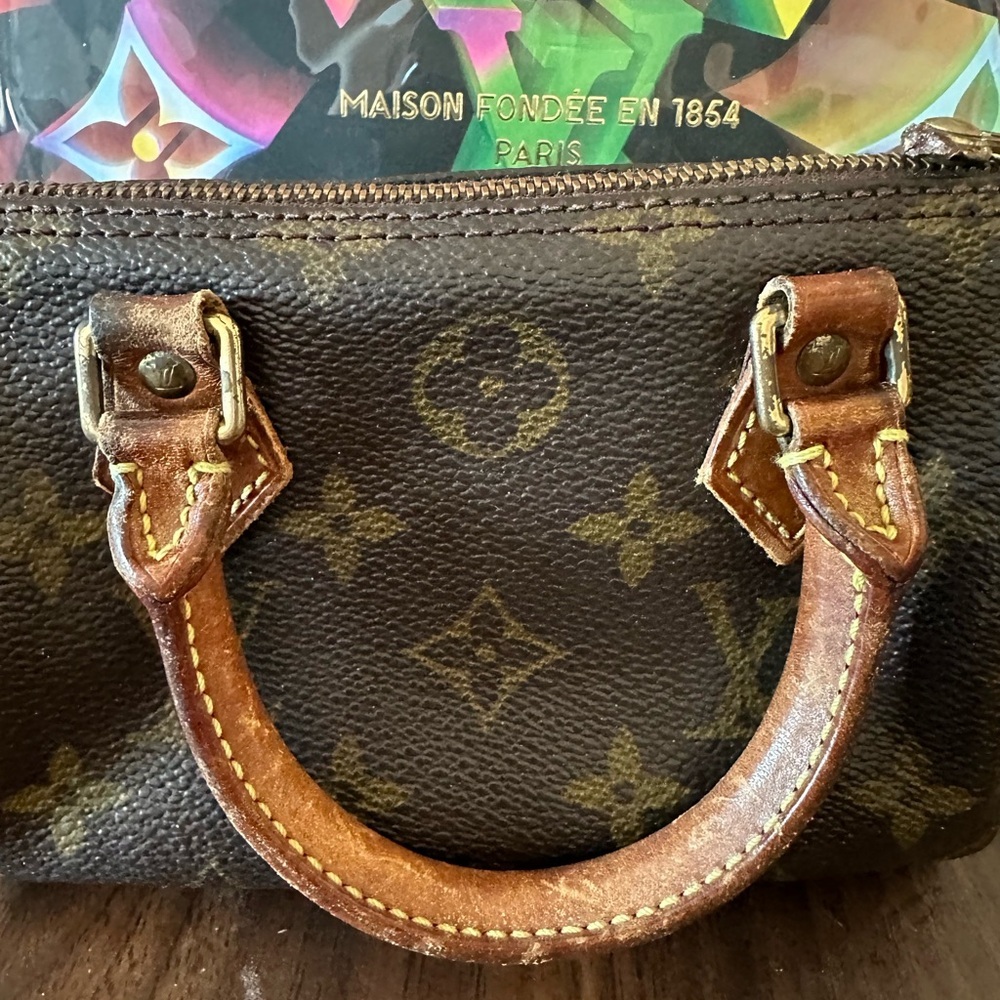 LV Nano Speedy Crossbody Bag Monogram Leather LV Mini Purse, Strap & Dust Cover​ - Picture 10 of 11